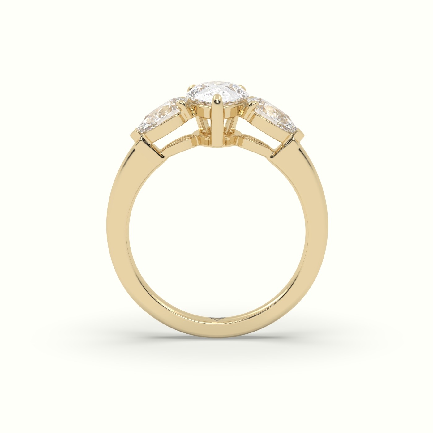 10K Yellow Gold Pear Diamond Trilogy Ring | Classic Luxury