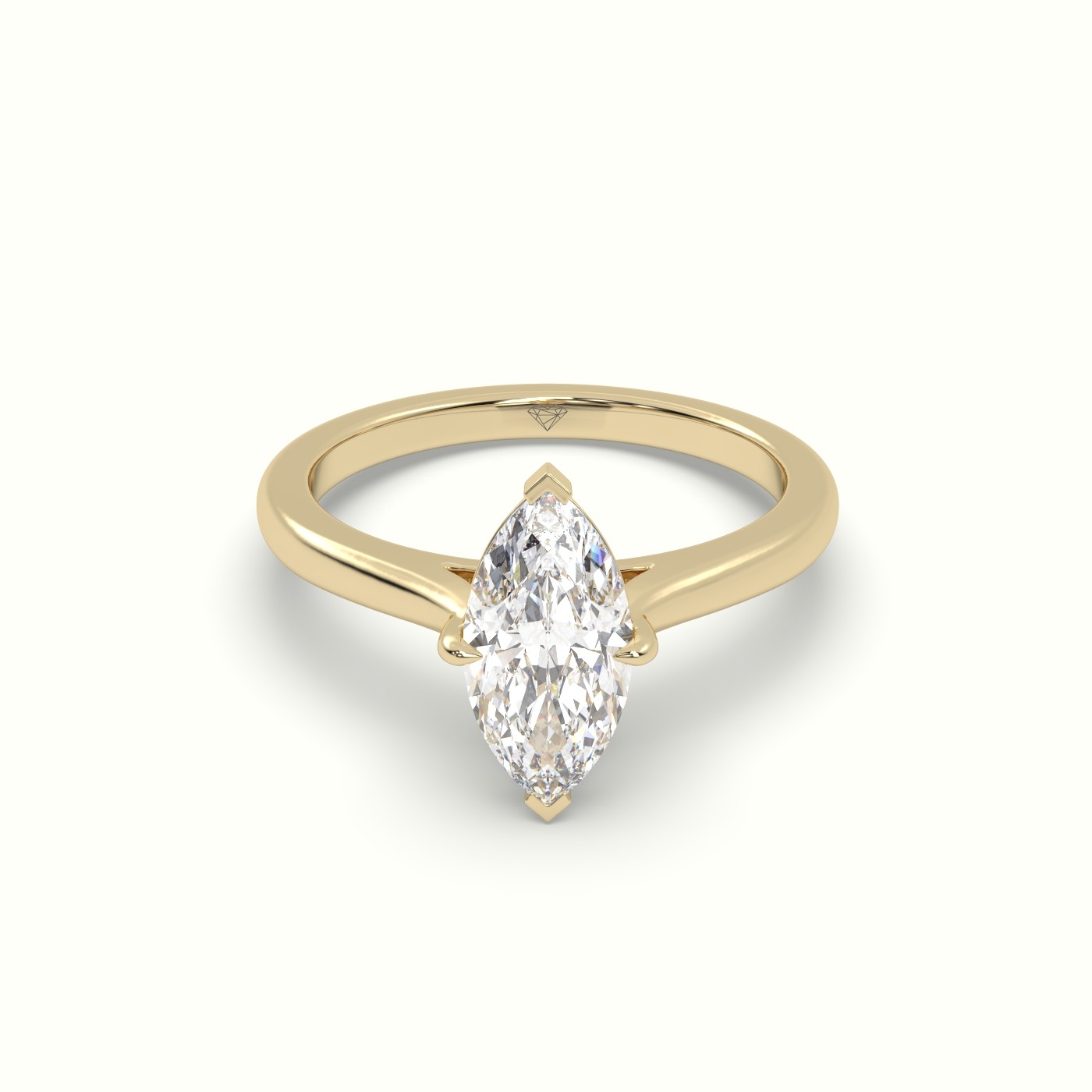 10K Yellow Gold Marquise Solitaire Diamond Engagement Ring