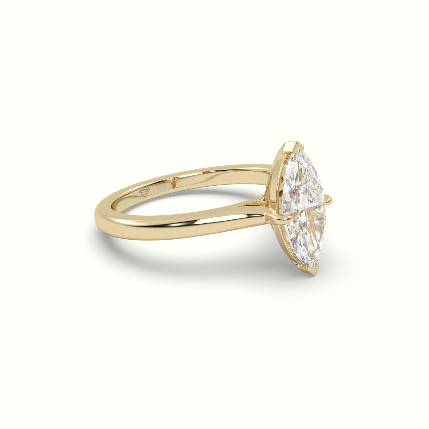 10K Yellow Gold Marquise Solitaire Diamond Engagement Ring