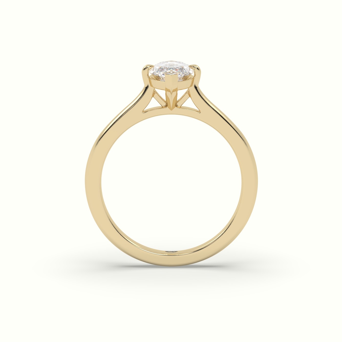 10K Yellow Gold Marquise Solitaire Diamond Engagement Ring