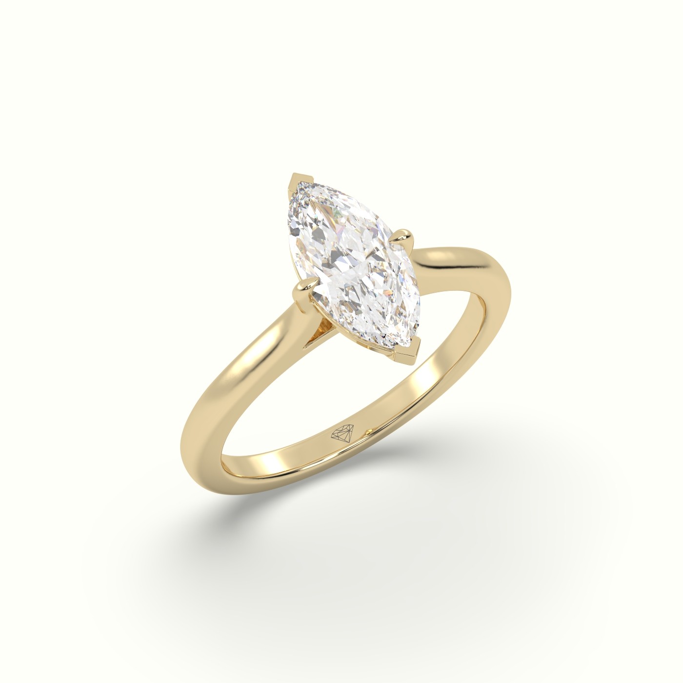 10K Yellow Gold Marquise Solitaire Diamond Engagement Ring