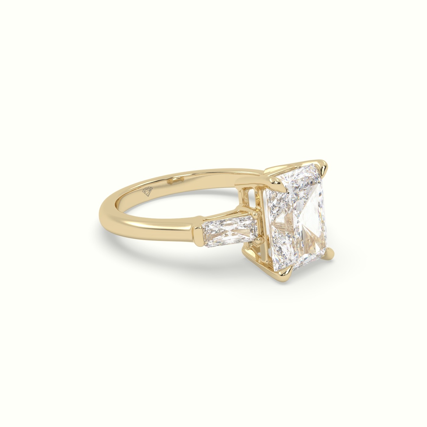 10K Yellow Gold Radiant Trilogy Diamond Engagement Ring