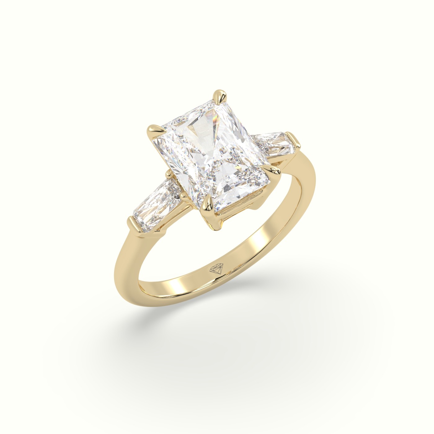 10K Yellow Gold Radiant Trilogy Diamond Engagement Ring