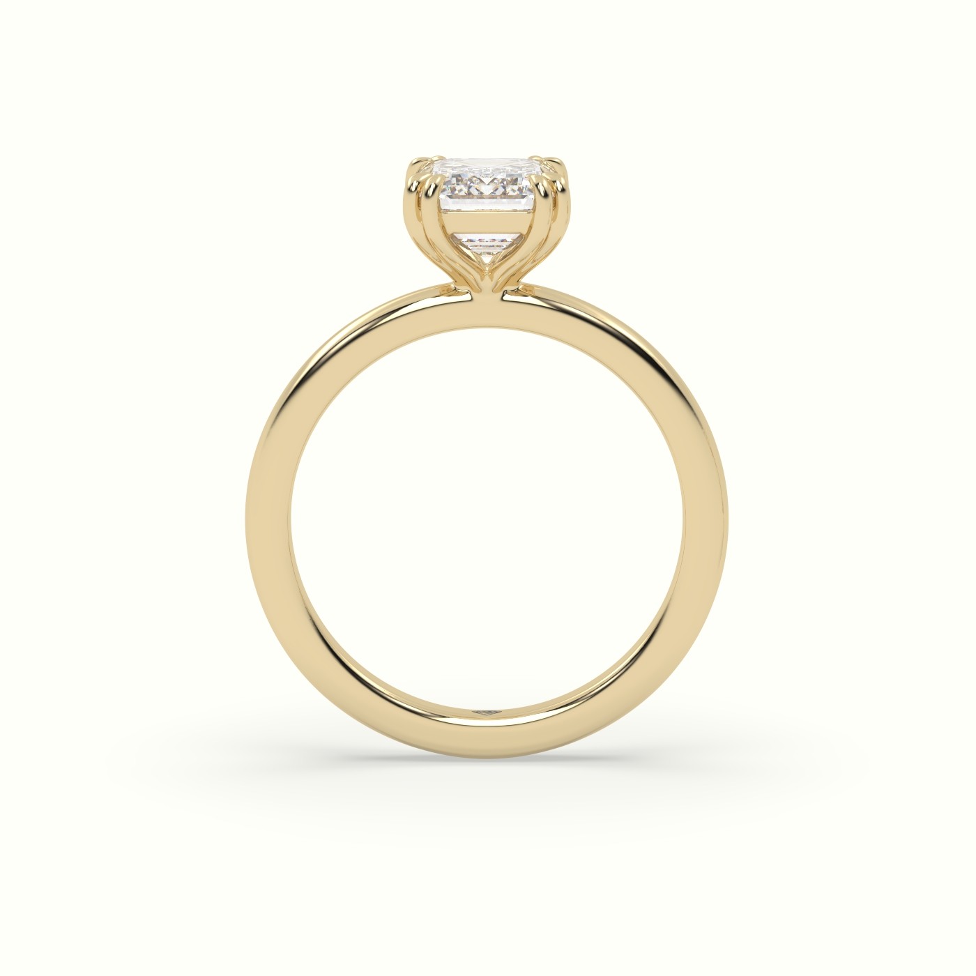 10K Yellow Gold Emerald Cut Diamond Solitaire Engagement Ring