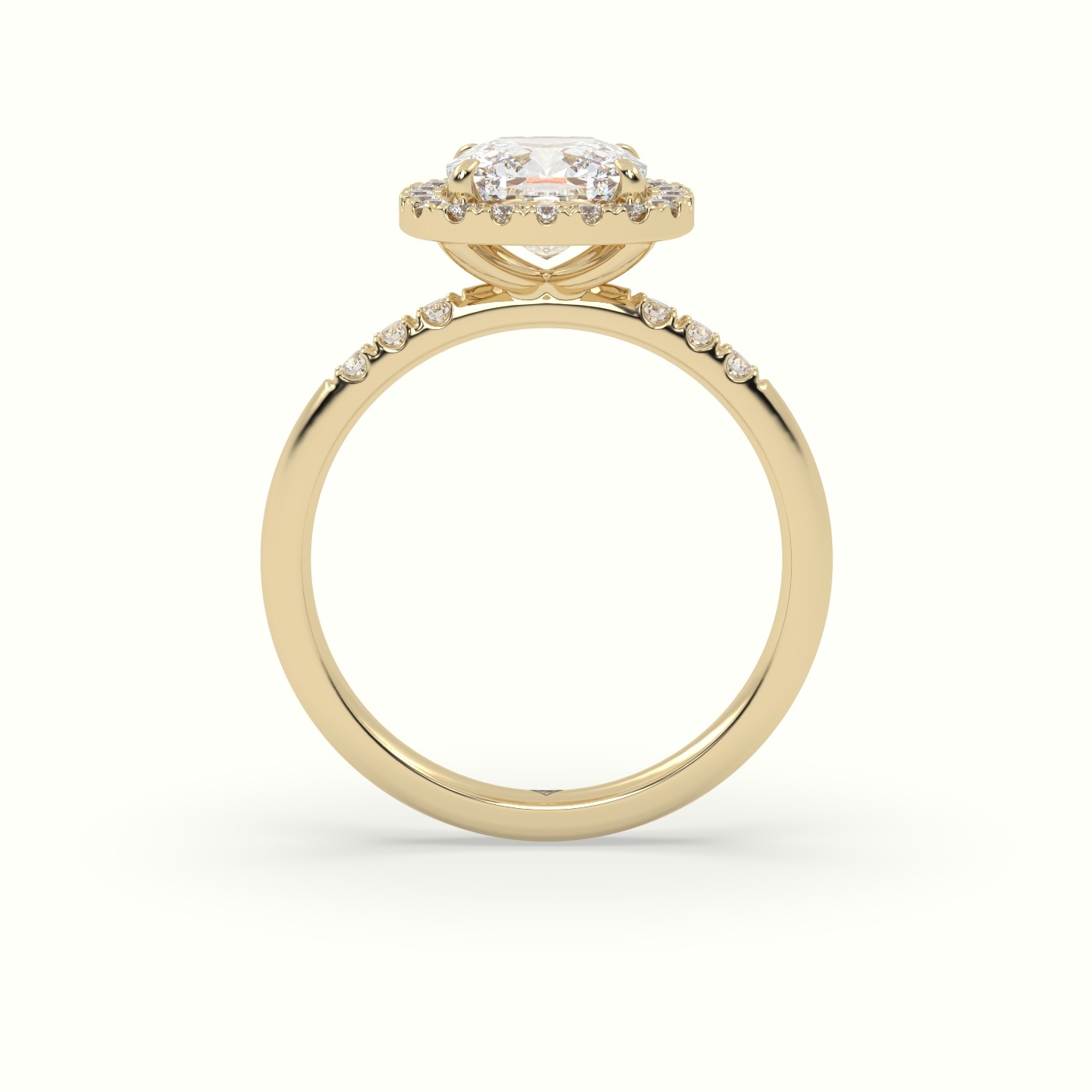 10K Yellow Gold Cushion Cut Halo Diamond Engagement Ring