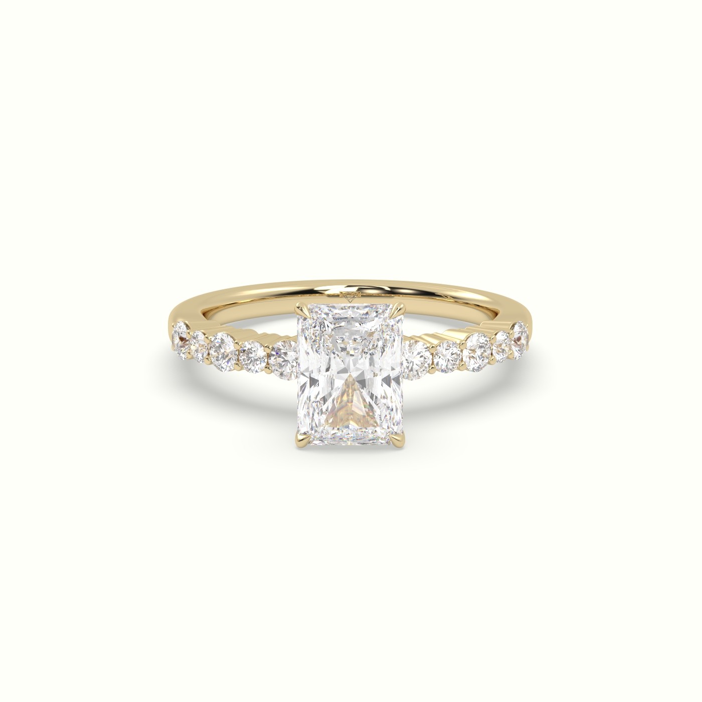 10K Yellow Gold Radiant Cut Diamond Pave Engagement Ring