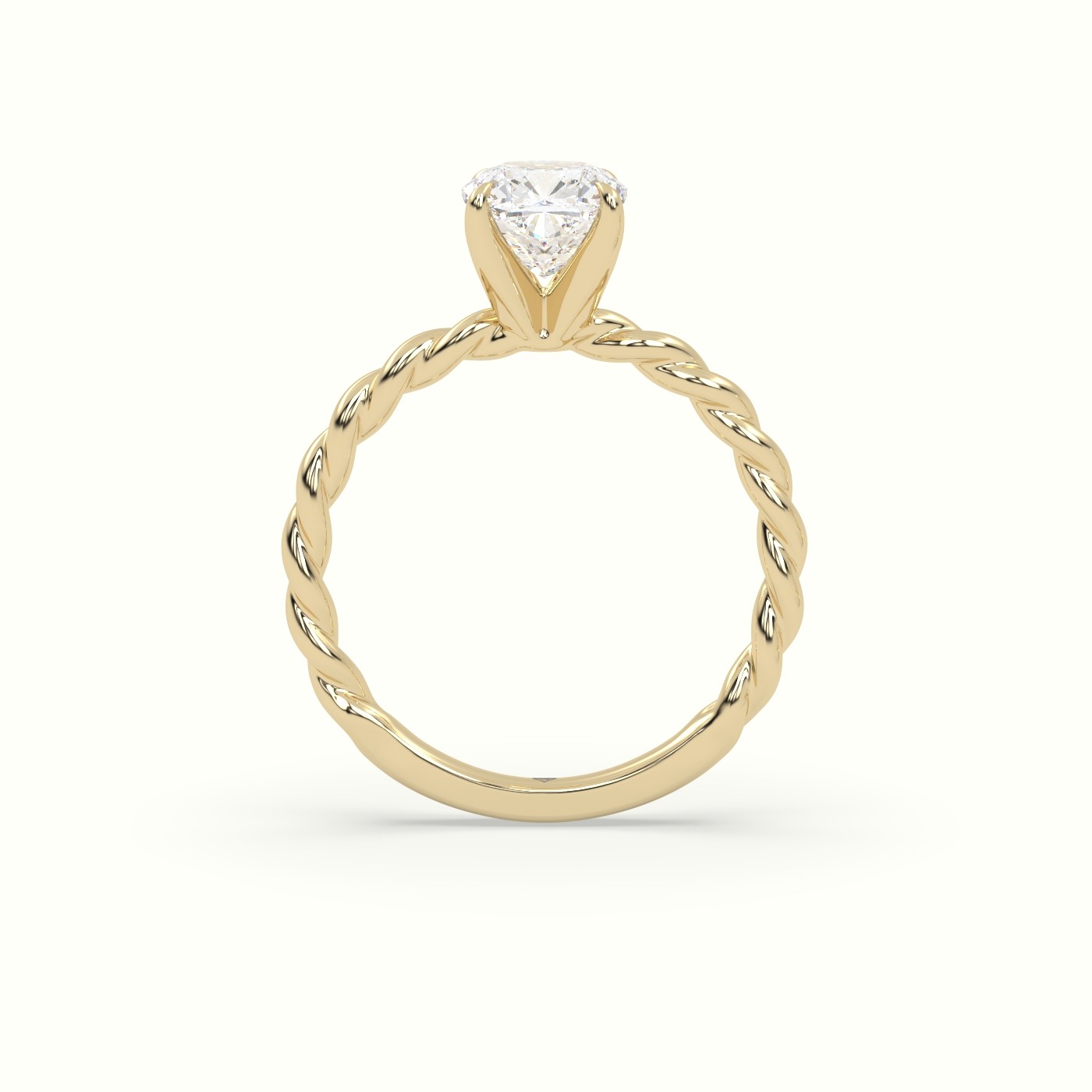 10K Yellow Gold Cushion Cut Diamond Solitaire Engagement Ring