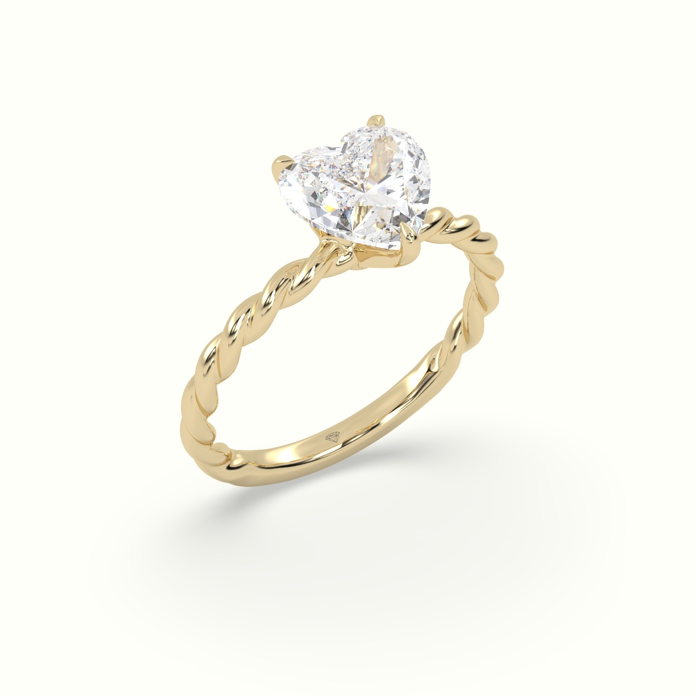 10K Yellow Gold Heart Cut Diamond Solitaire Engagement Ring
