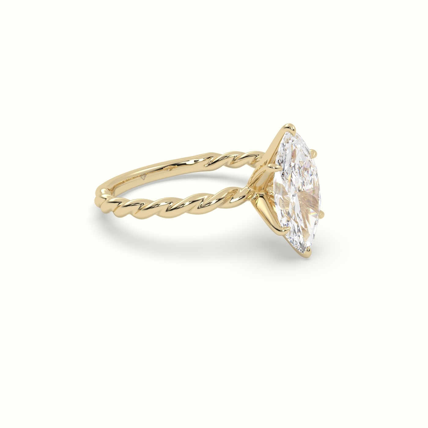 10K Yellow Gold Marquise Cut Diamond Solitaire Engagement Ring