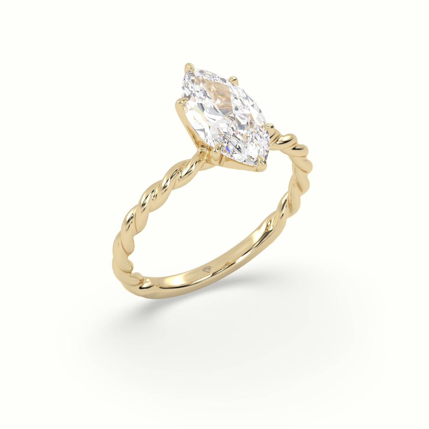 10K Yellow Gold Marquise Cut Diamond Solitaire Engagement Ring