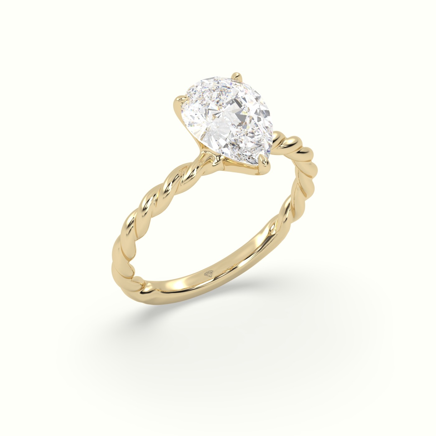 10K Yellow Gold Pear Cut Diamond Solitaire Engagement Ring