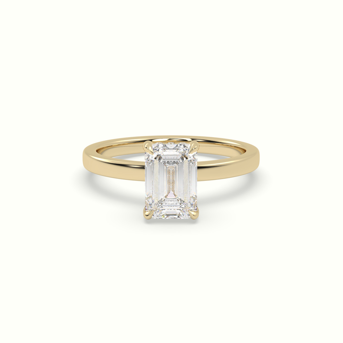 10K Yellow Gold Emerald Cut Hidden Halo Engagement Ring