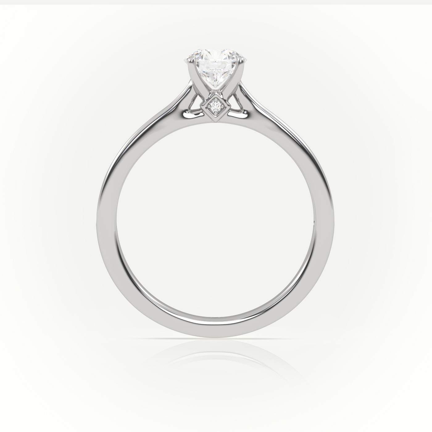 18K WHITE GOLD ROUND CUT DIAMOND 4 PRONGS CHANNEL SETTING VINTAGE ENGAGEMENT RING