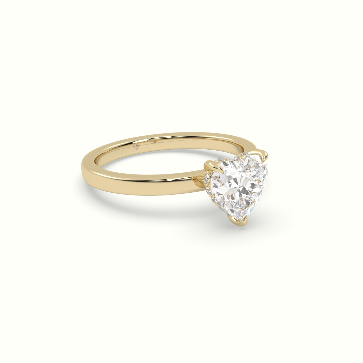 10K Yellow Gold Heart Cut Hidden Halo Engagement Ring