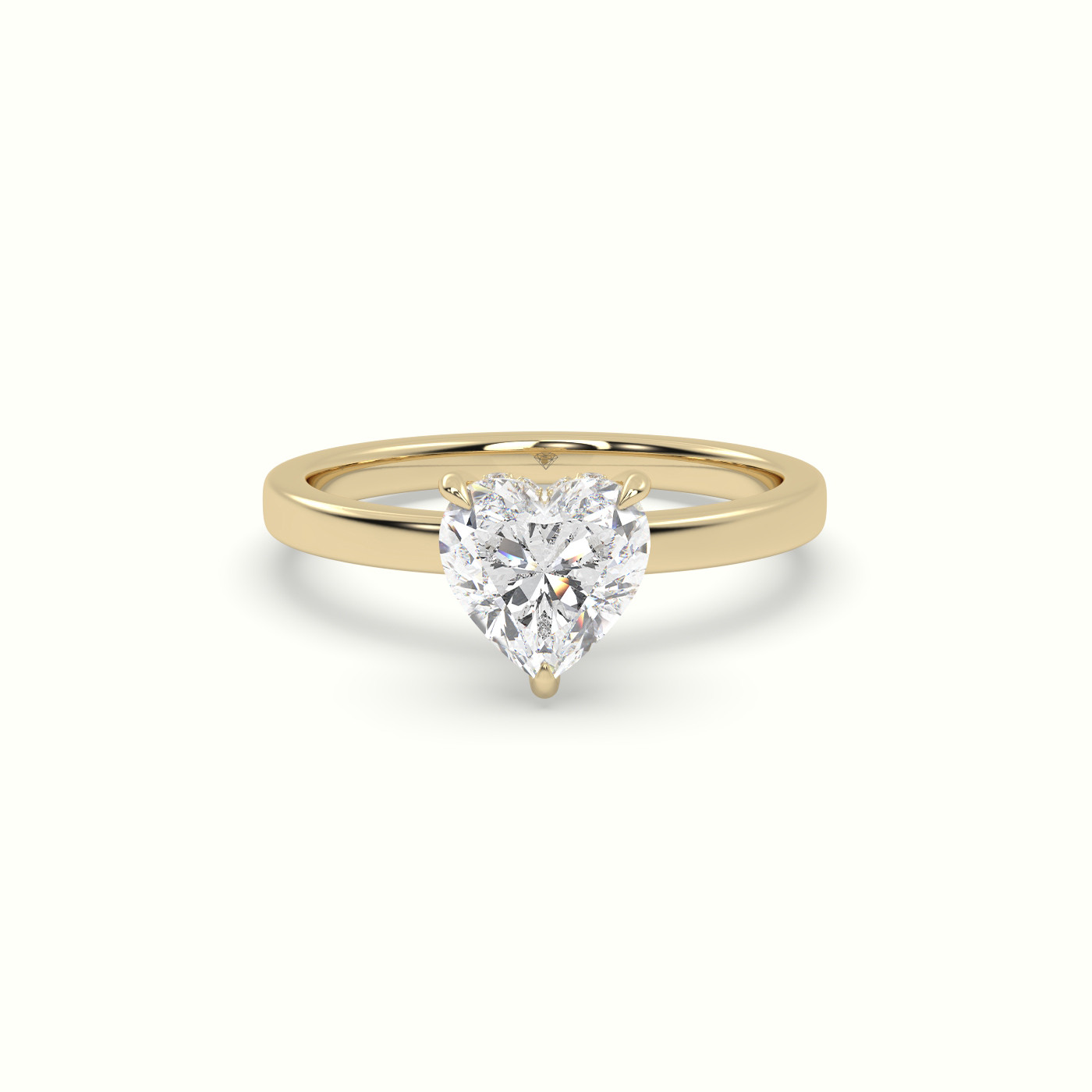 10K Yellow Gold Heart Cut Hidden Halo Engagement Ring