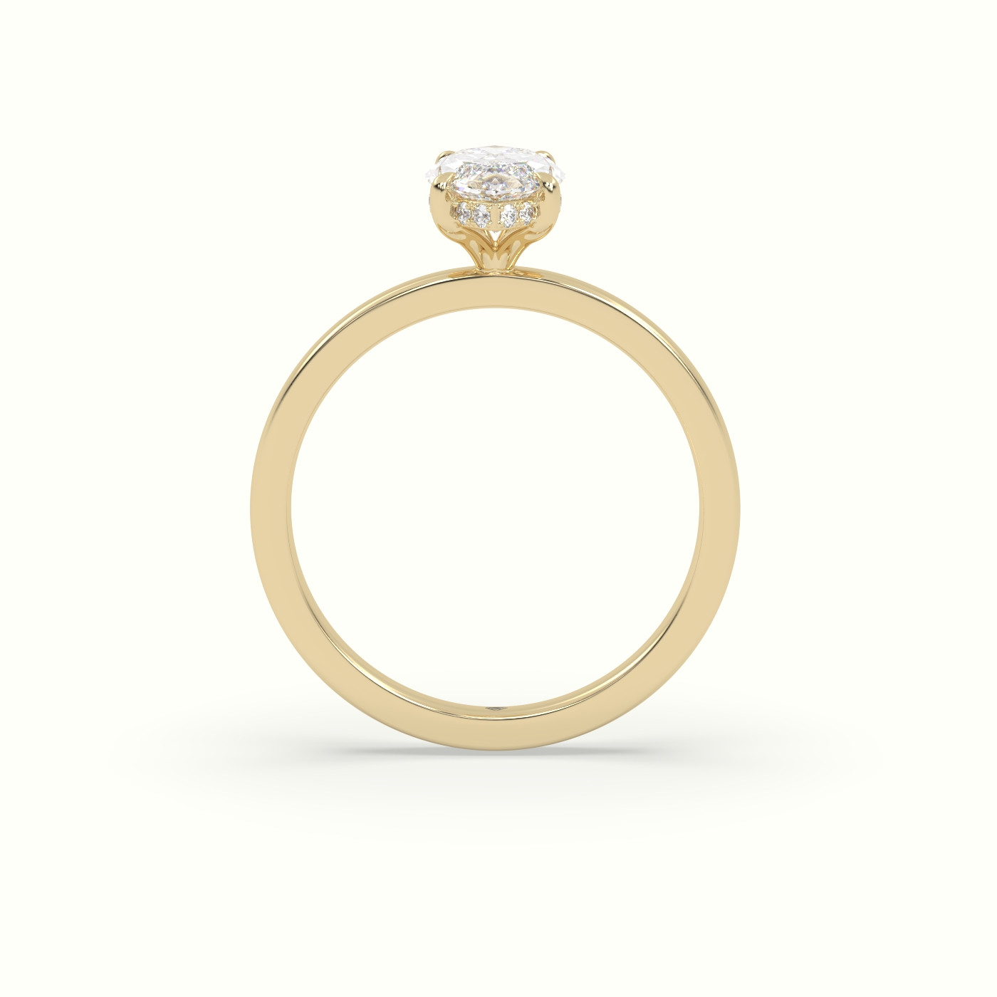 10K Yellow Gold Marquise Cut Hidden Halo Engagement Ring