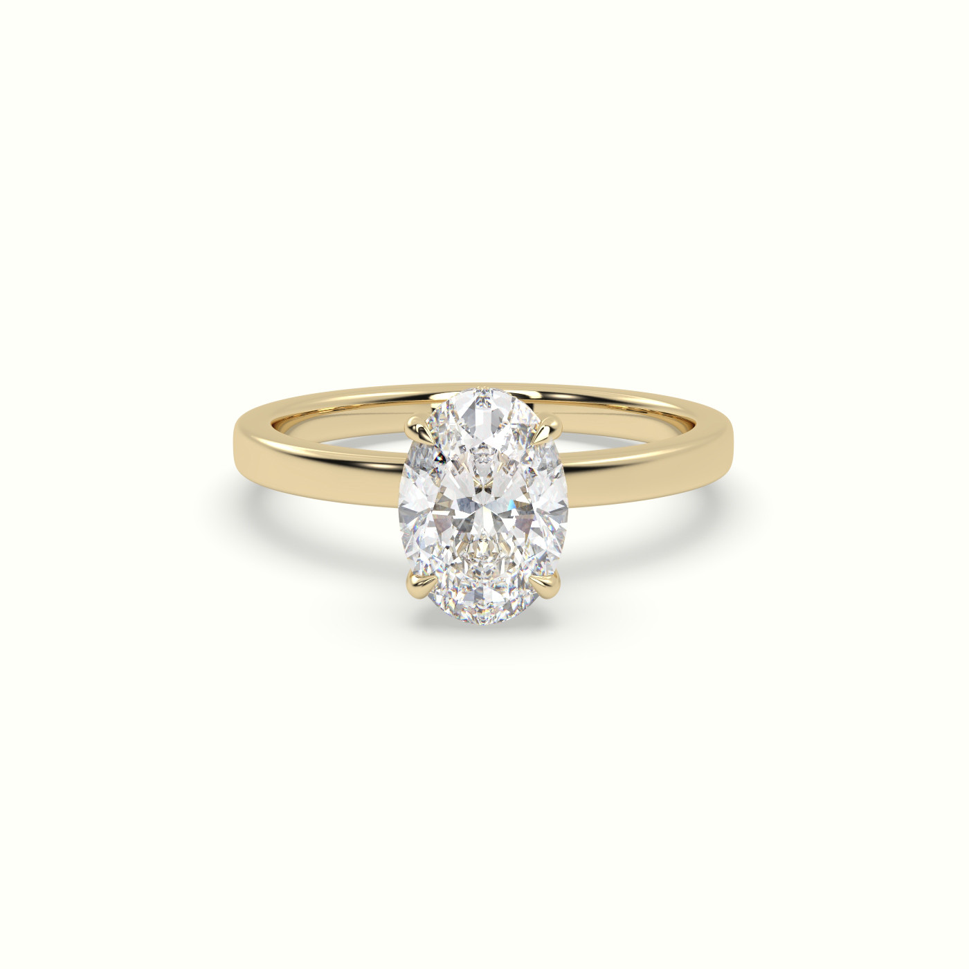 10K Yellow Gold Oval Cut Hidden Halo Engagement Ring