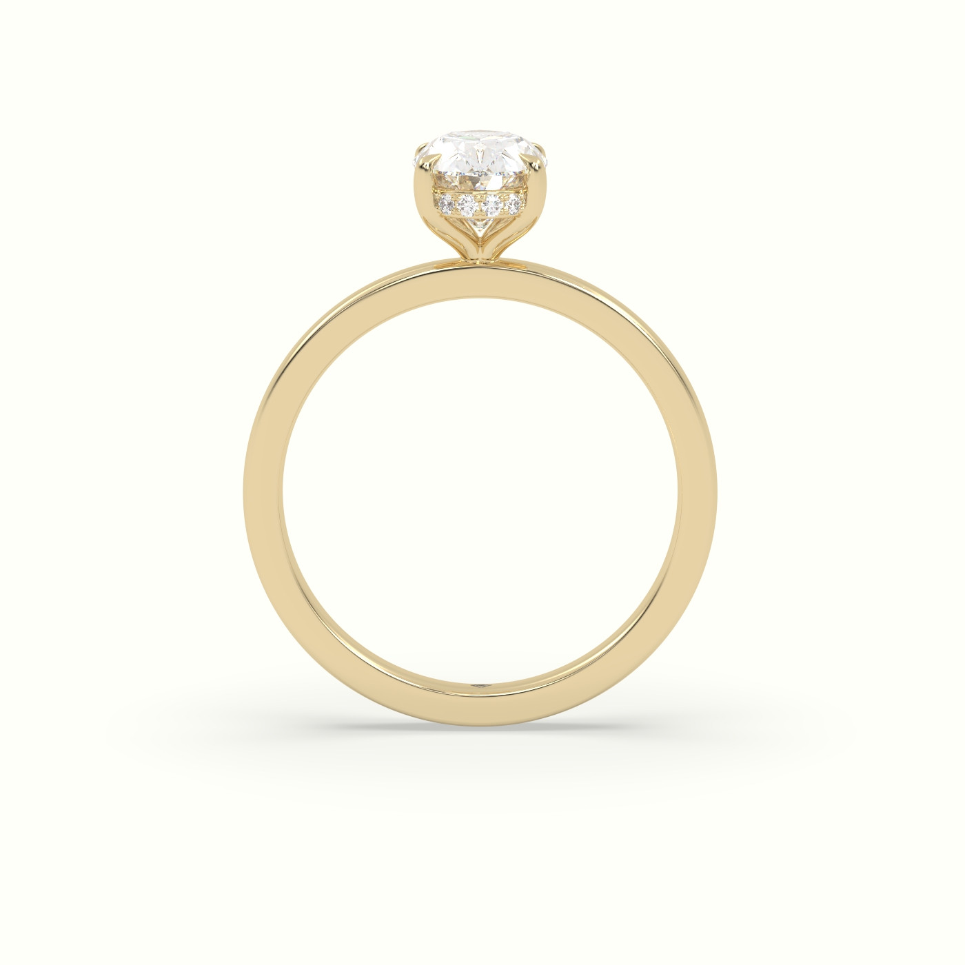 10K Yellow Gold Oval Cut Hidden Halo Engagement Ring