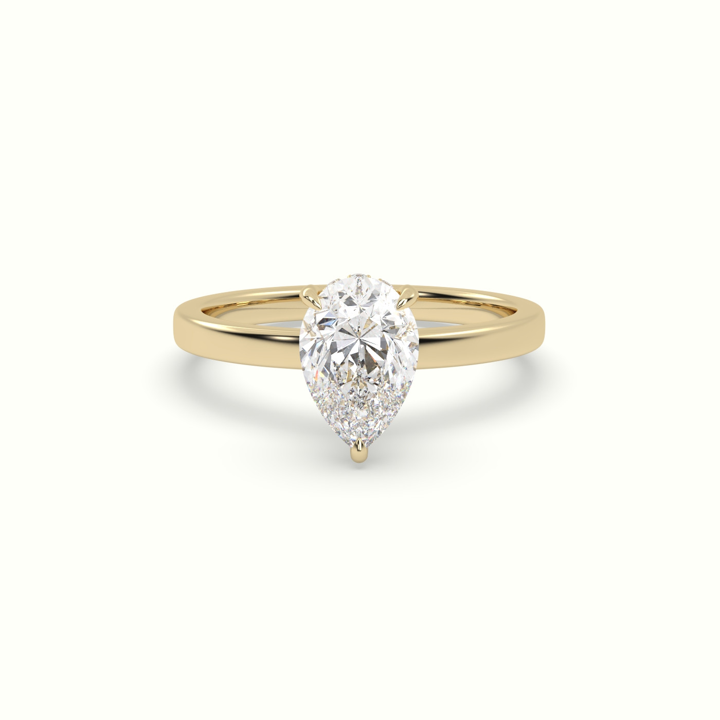 10K Yellow Gold Pear Cut Hidden Halo Engagement Rin