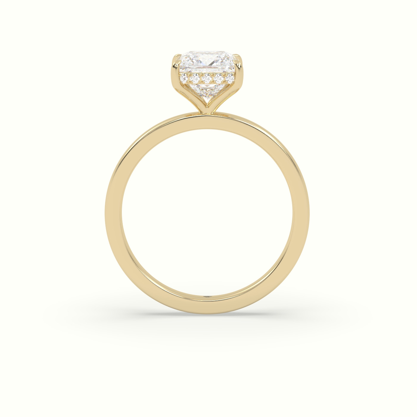 10K Yellow Gold Princess Cut Hidden Halo Engagement Ring