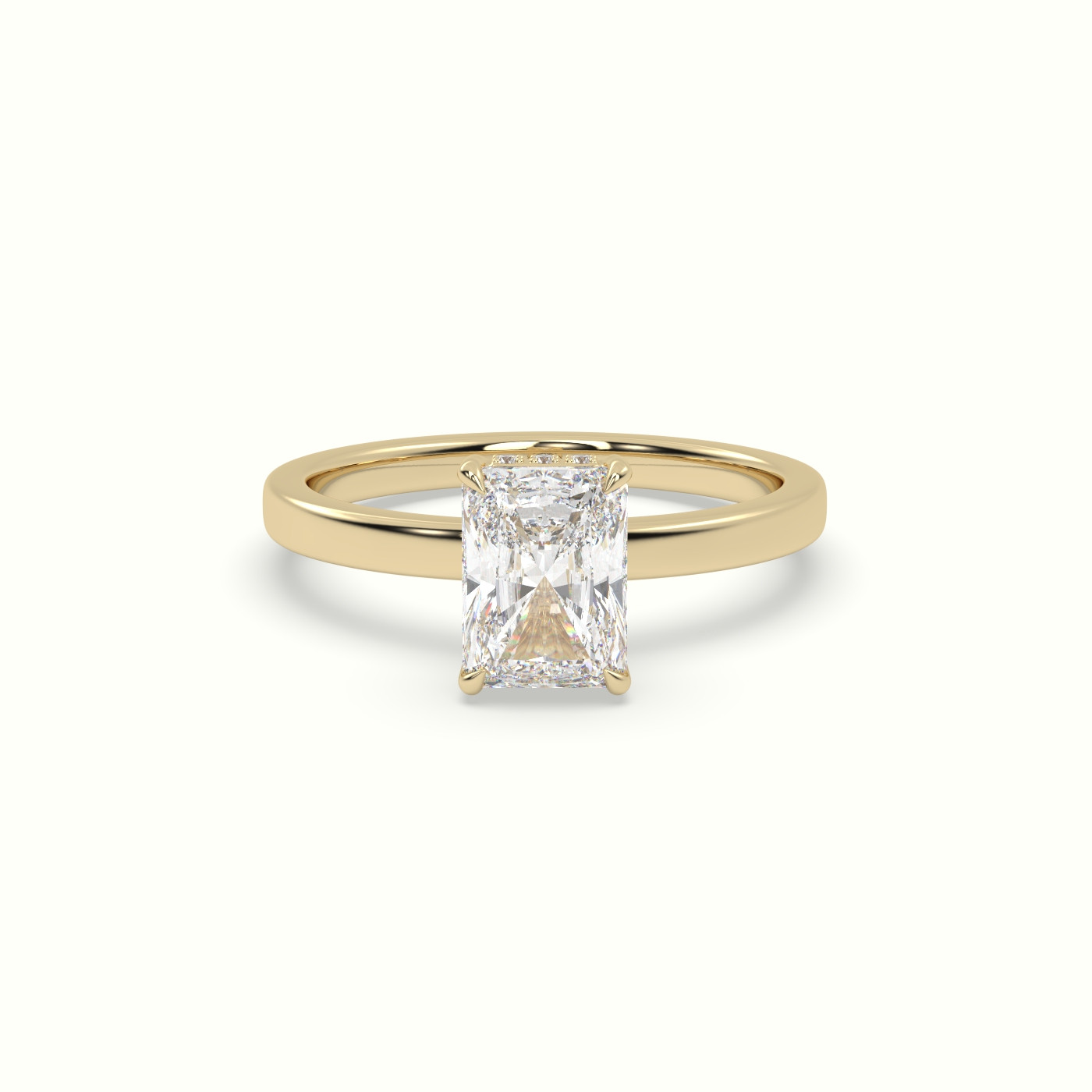 10K Yellow Gold Radiant Cut Hidden Halo Engagement Ring
