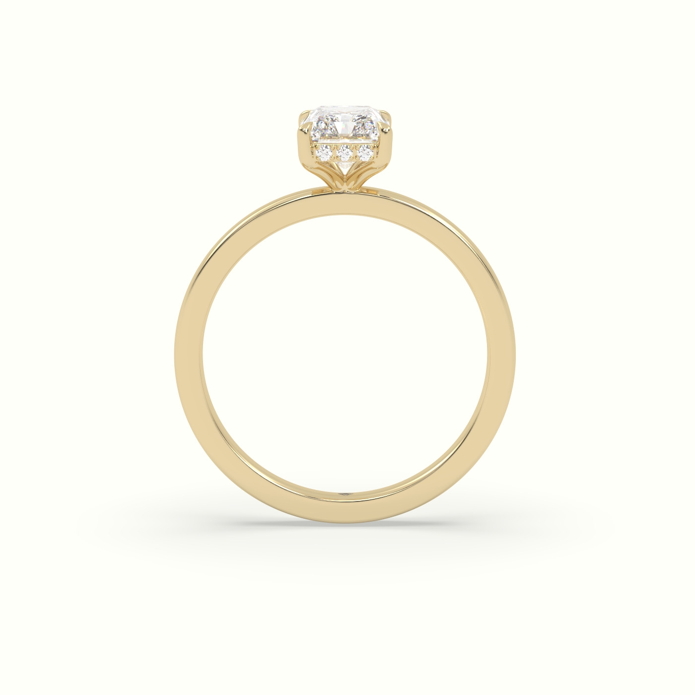 10K Yellow Gold Radiant Cut Hidden Halo Engagement Ring