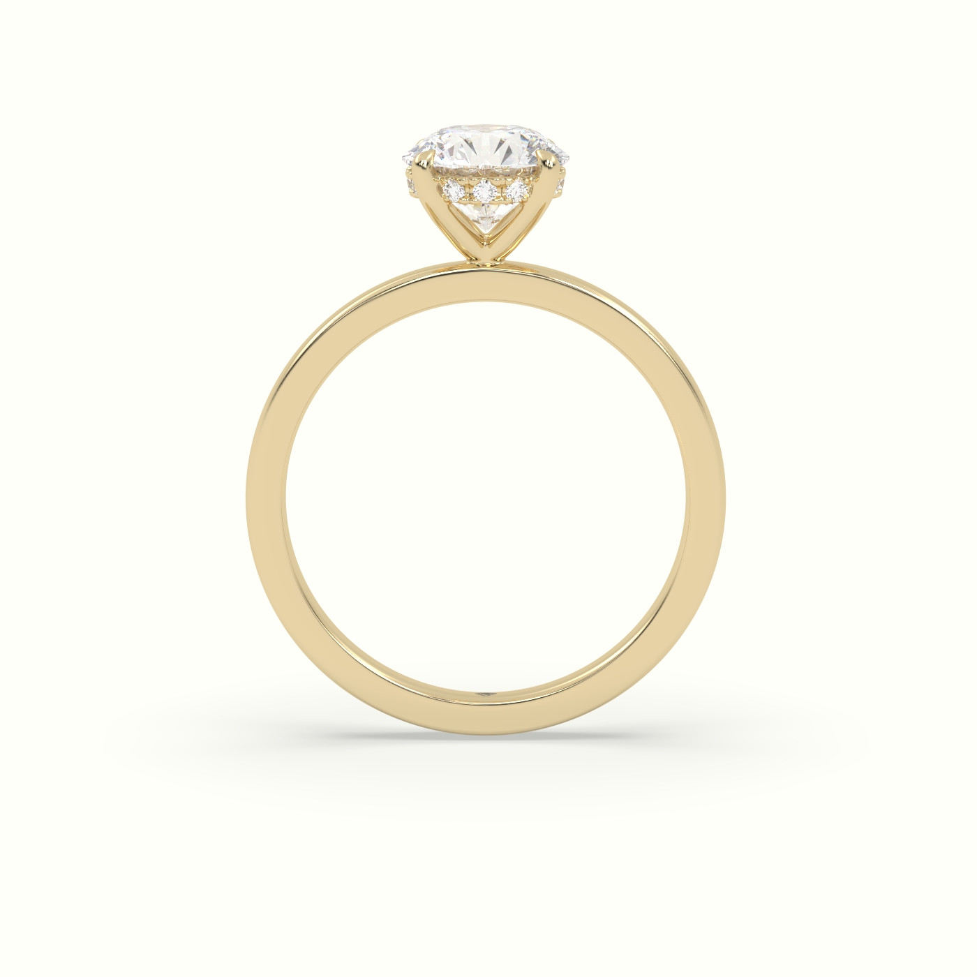 10K Yellow Gold Round Cut Hidden Halo Engagement Ring