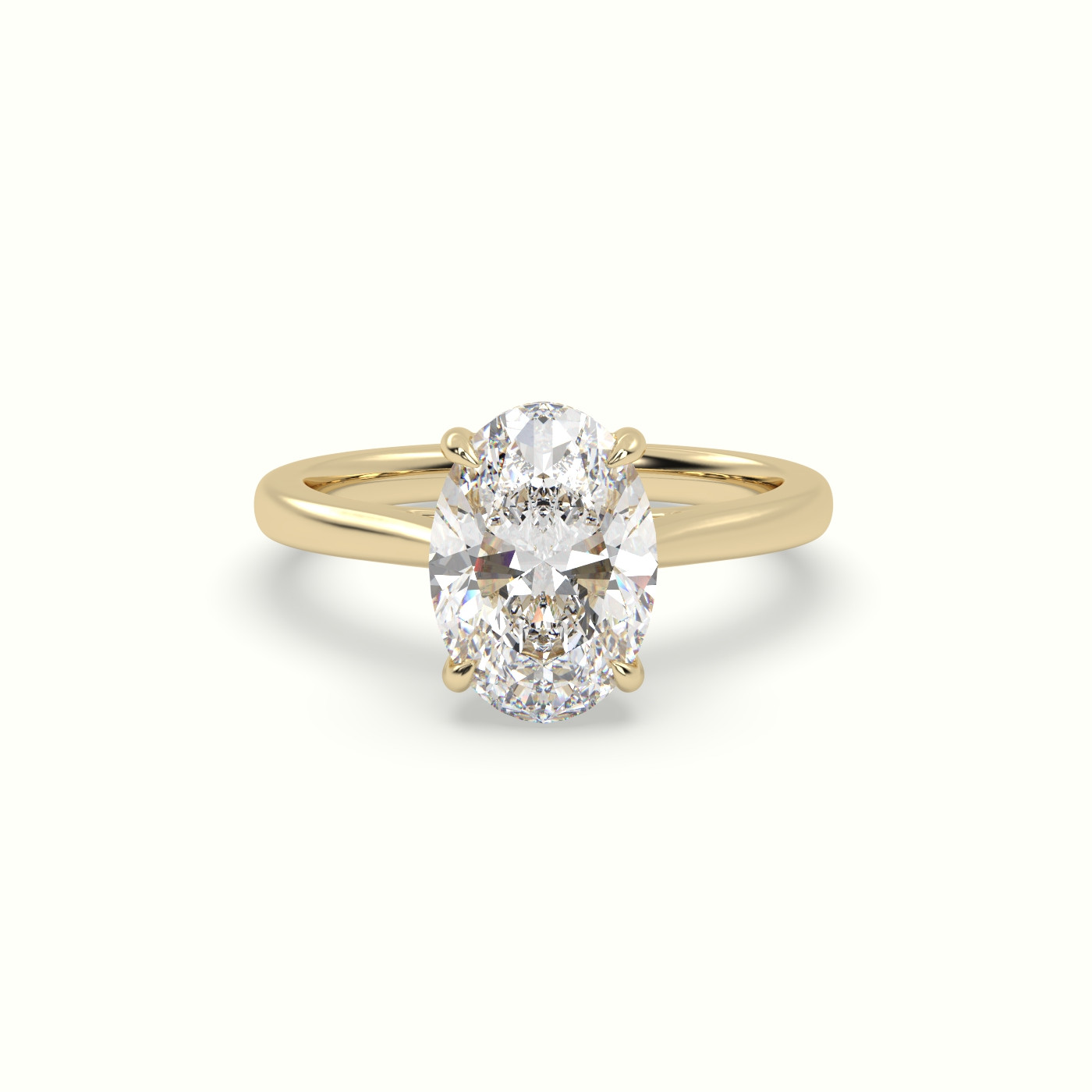 10K Yellow Gold Oval Cut Hidden Halo Cathedral Engagement Ring