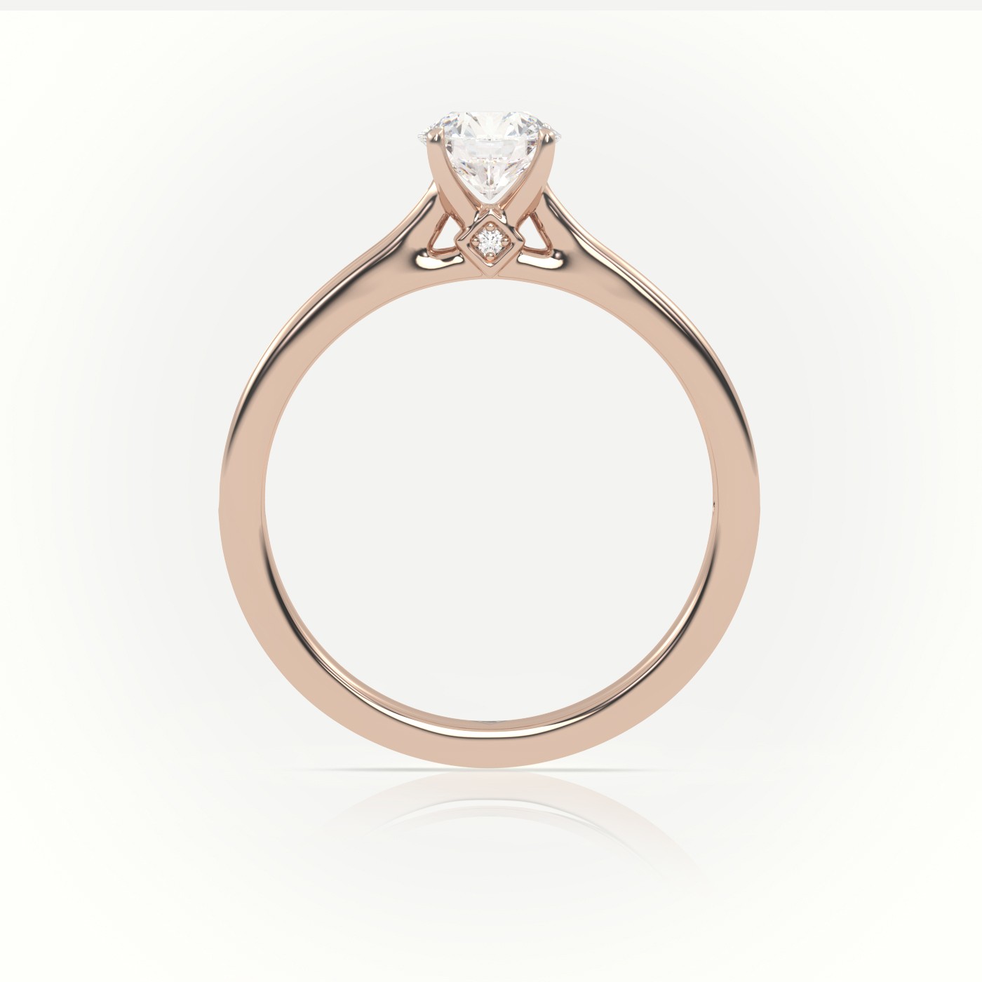 18K ROSE GOLD ROUND CUT DIAMOND 4 PRONGS CHANNEL SETTING VINTAGE ENGAGEMENT RING