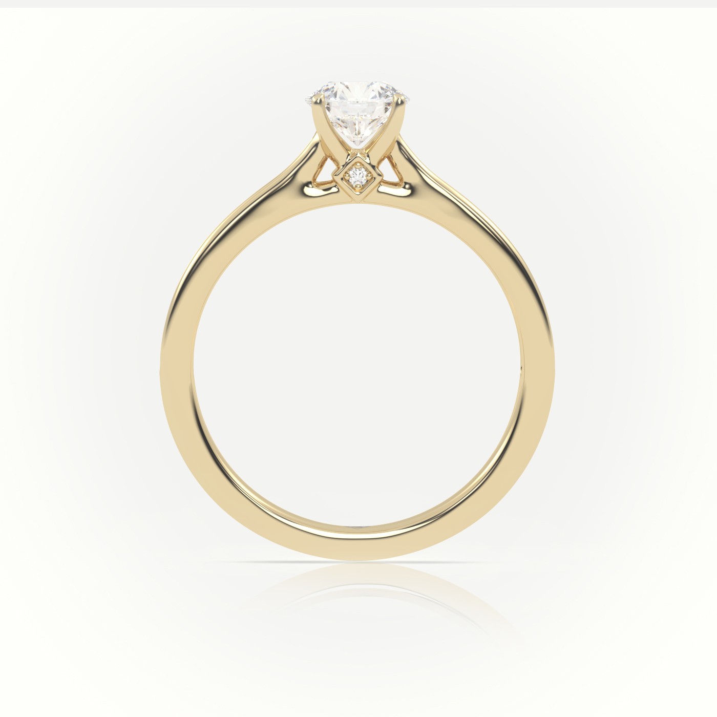 18K YELLOW GOLD ROUND CUT DIAMOND 4 PRONGS CHANNEL SETTING VINTAGE ENGAGEMENT RING