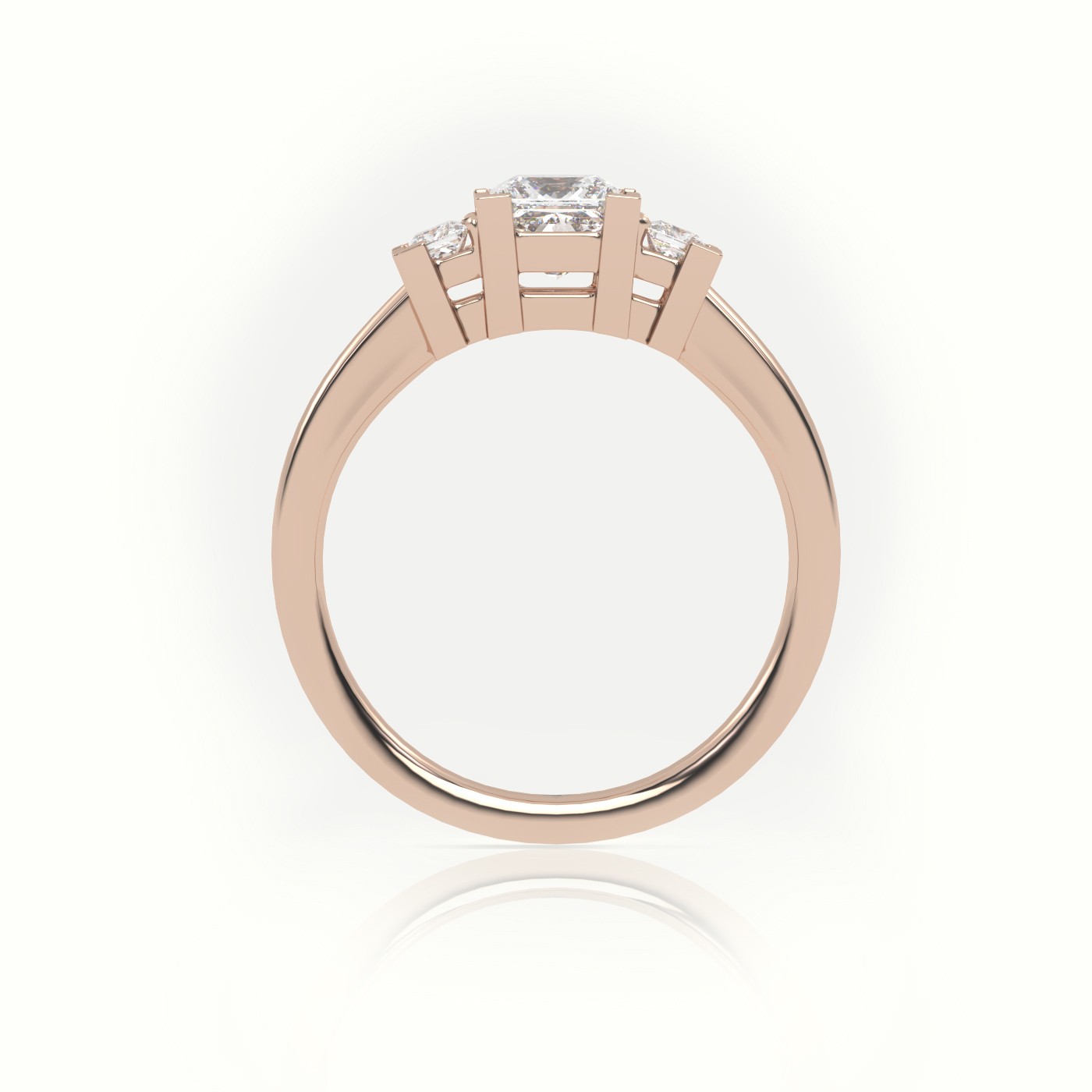 10K ROSE GOLD PRINCESS CUT DIAMOND SIDE STONES ENGAGEMENT RING