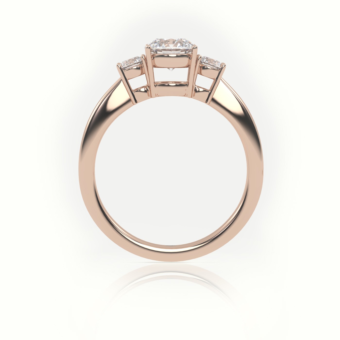 10K ROSE GOLD ROUND CUT DIAMOND 4 PRONGS SIDE-STONE ENGAGEMENT RING