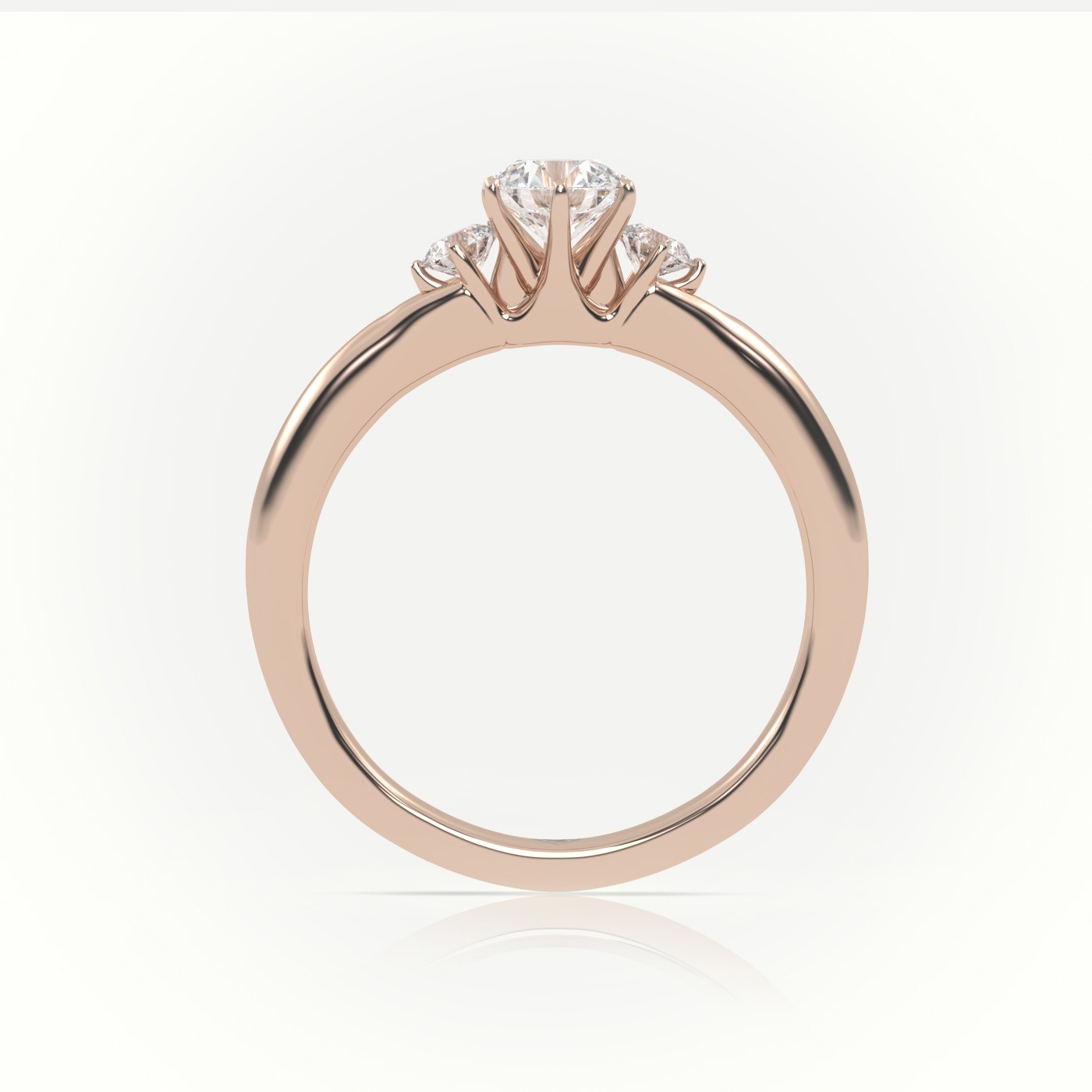 10K ROSE GOLD ROUND CUT DIAMOND SIDE STONE DESIGNER ENGAGEMENT RING