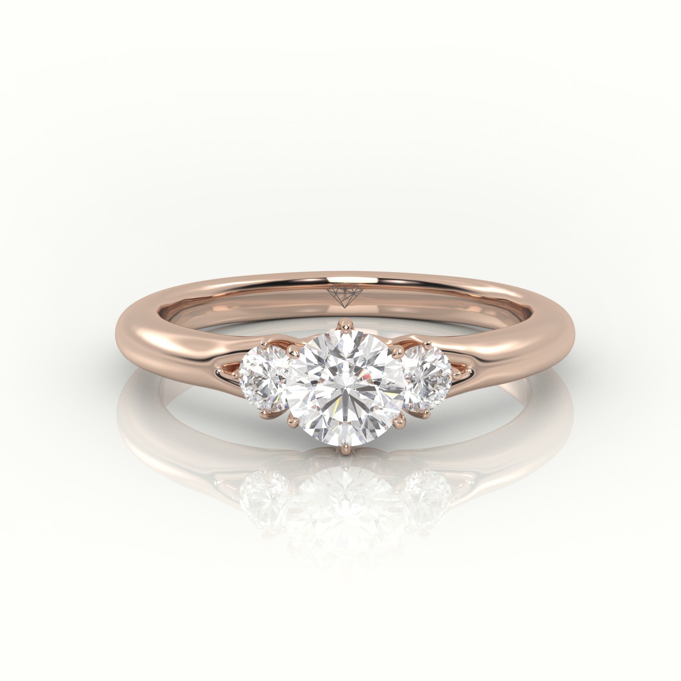 10K ROSE GOLD ROUND CUT DIAMOND SIDE STONE DESIGNER ENGAGEMENT RING