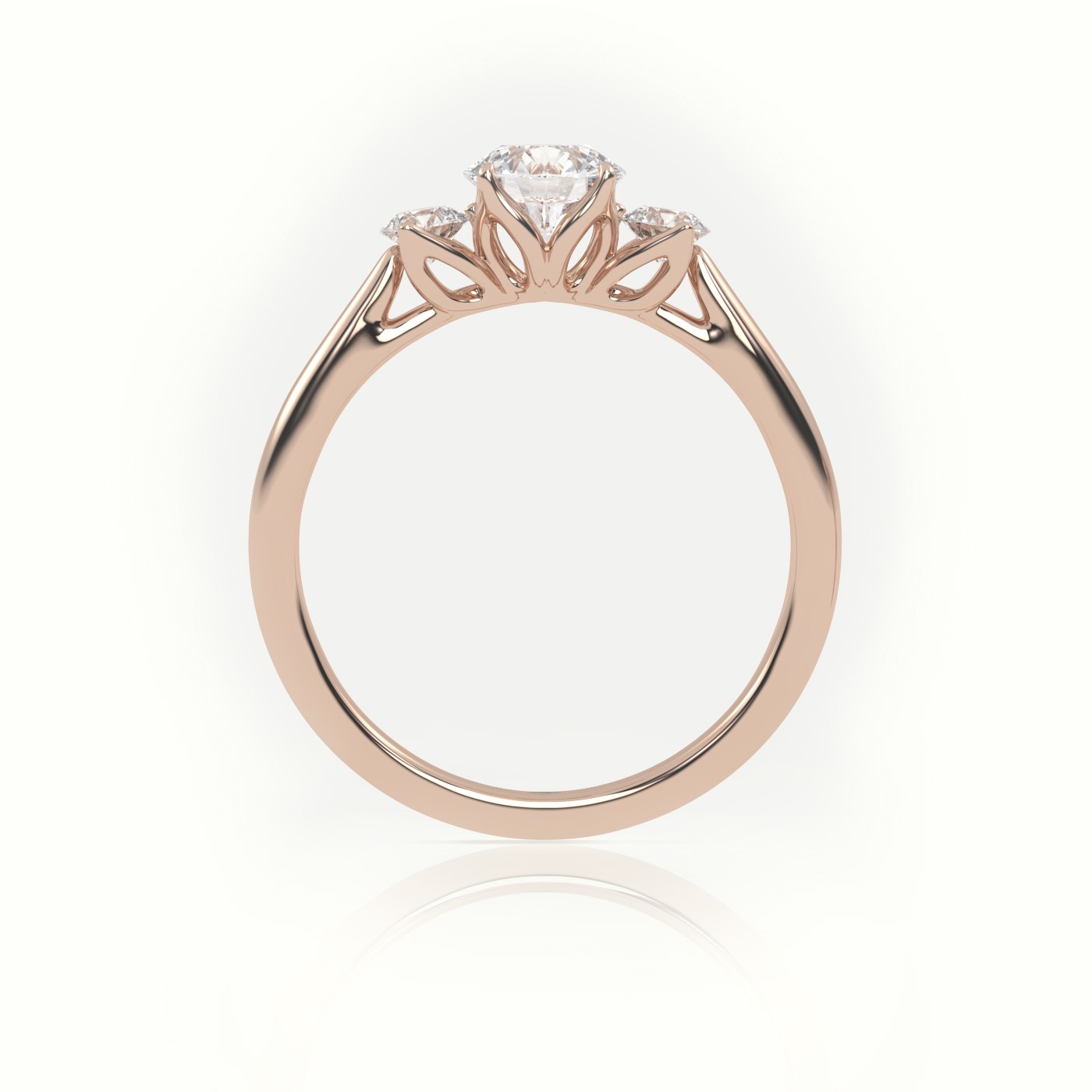 10K ROSE GOLD ROUND CUT DIAMOND SIDE STONE ENGAGEMENT RING