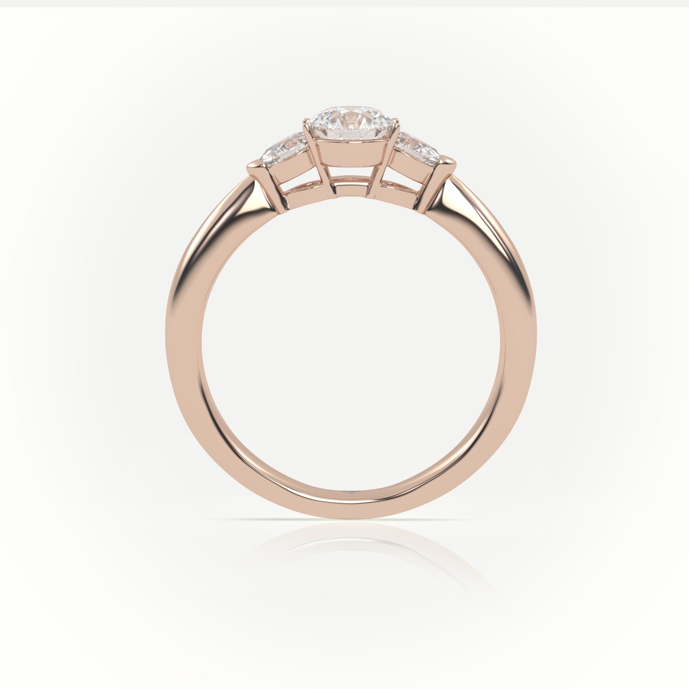 10K ROSE GOLD ROUND CUT DIAMOND 4 PRONGS PEAR SIDE STONE ENGAGEMENT RING