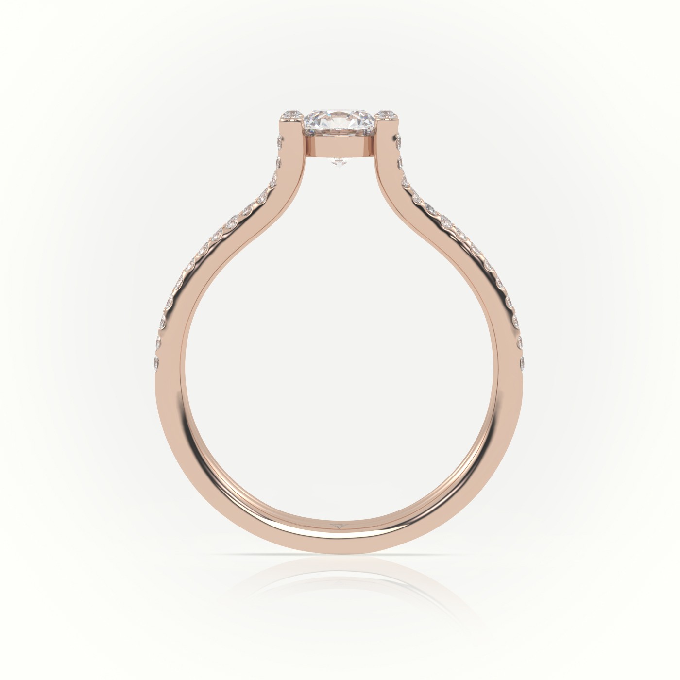 10K ROSE GOLD PRINCESS CUT DIAMOND 4 PRONGS PAVE SETTING ENGAGEMENT RING