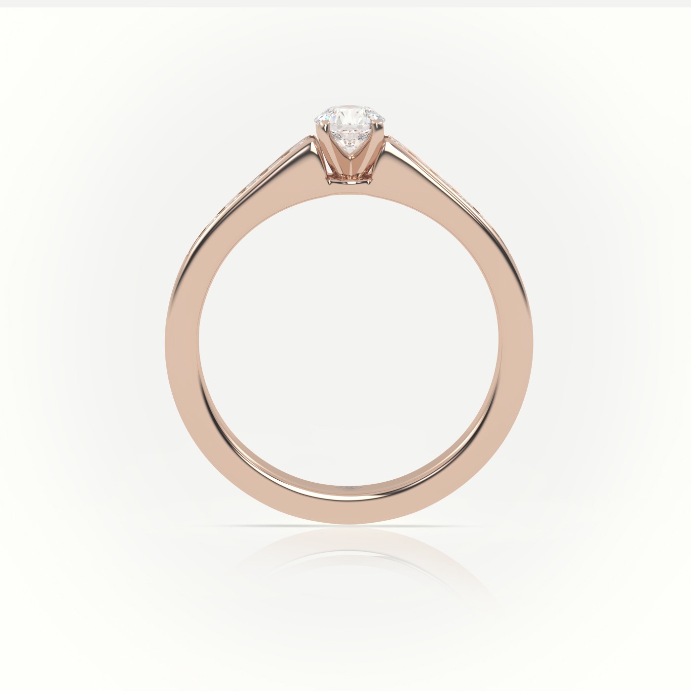 10K ROSE GOLD ROUND-CUT DIAMOND 4 PRONG CHANNEL SETTING ENGAGEMENT RING
