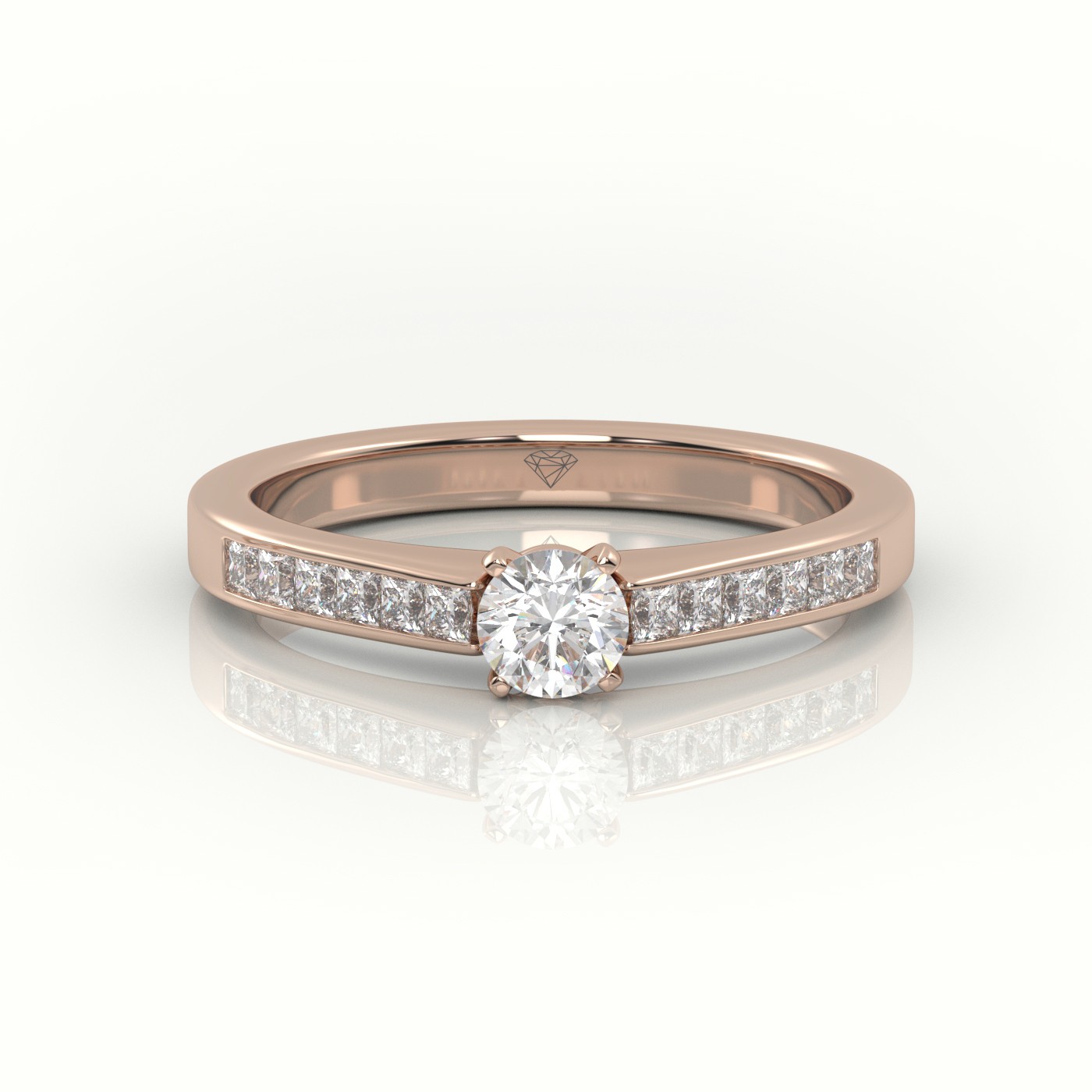 10K ROSE GOLD ROUND-CUT DIAMOND 4 PRONG CHANNEL SETTING ENGAGEMENT RING