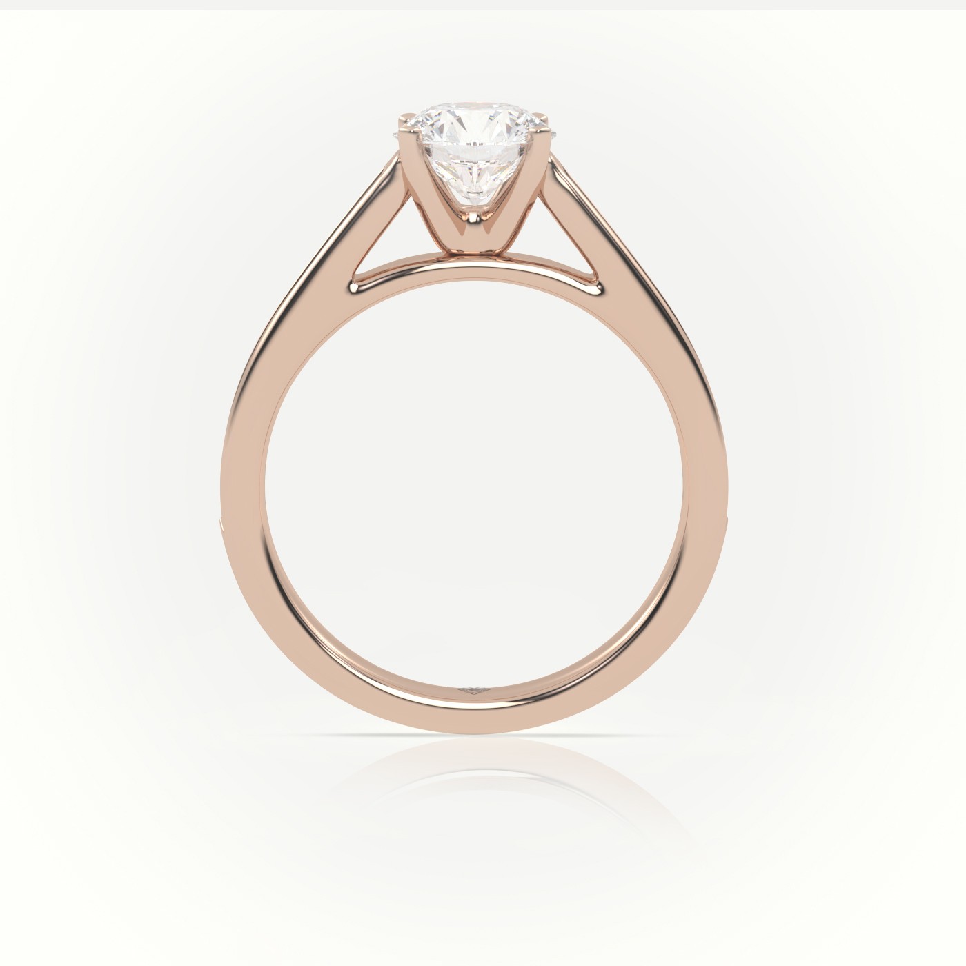 10K ROSE GOLD ROUND CUT DIAMOND 4 PRONGS CHANNEL-SETTING ENGAGEMENT RING