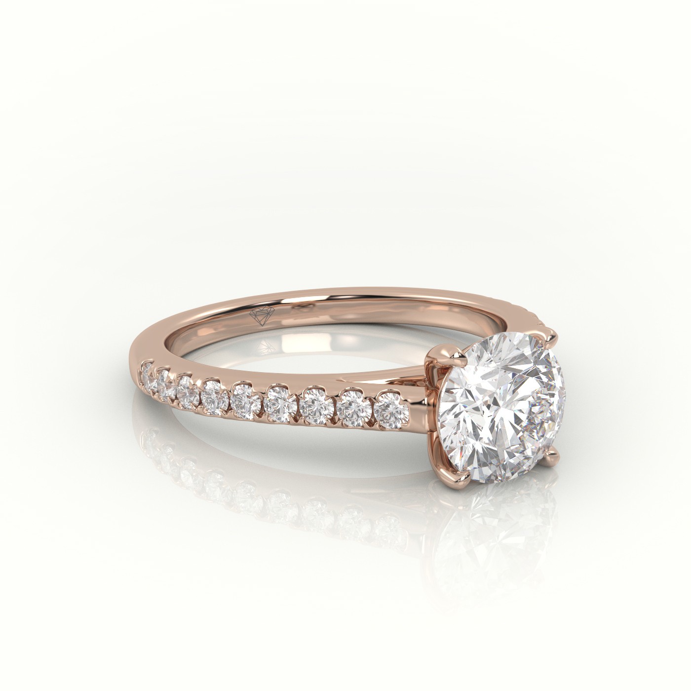 10K ROSE GOLD ROUND CUT DIAMOND  PAVE SETTING ENGAGEMENT RING