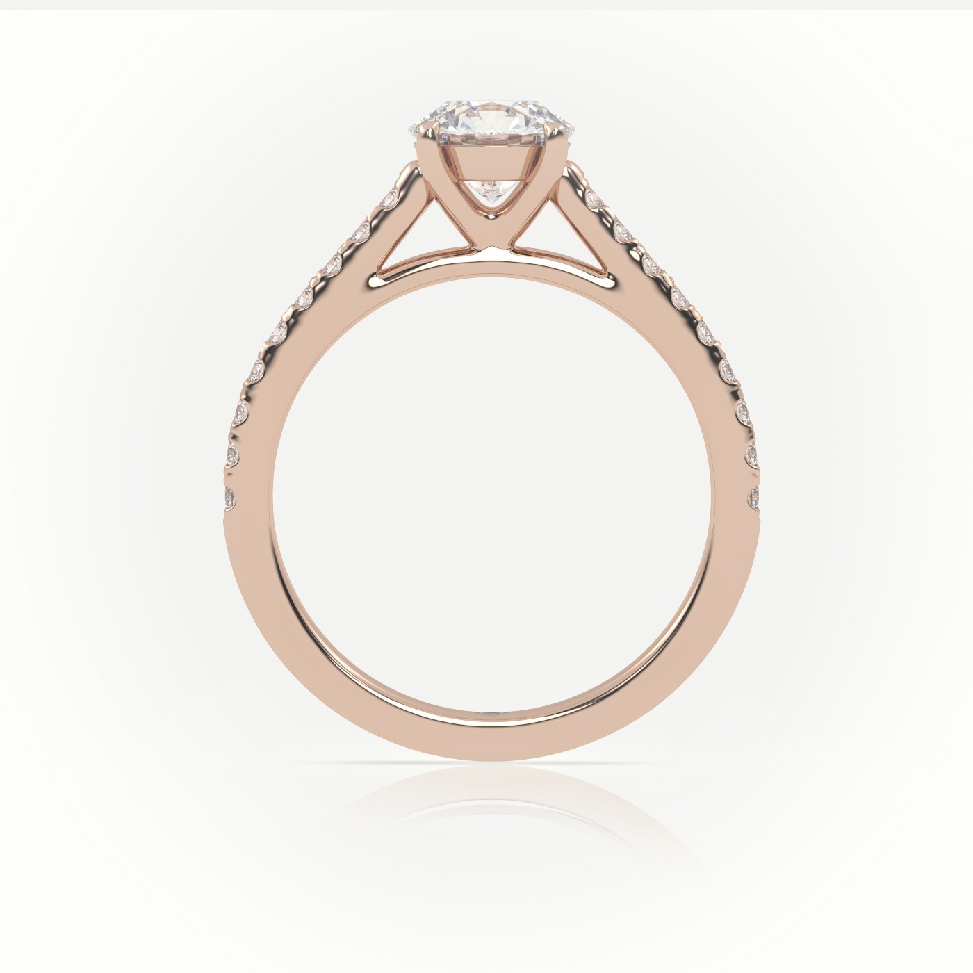 10K ROSE GOLD ROUND CUT DIAMOND  PAVE SETTING ENGAGEMENT RING