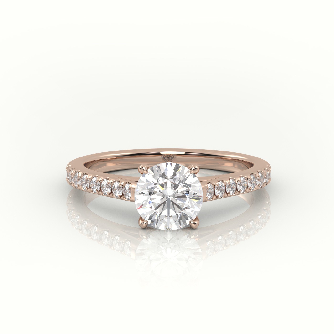 10K ROSE GOLD ROUND CUT DIAMOND  PAVE SETTING ENGAGEMENT RING