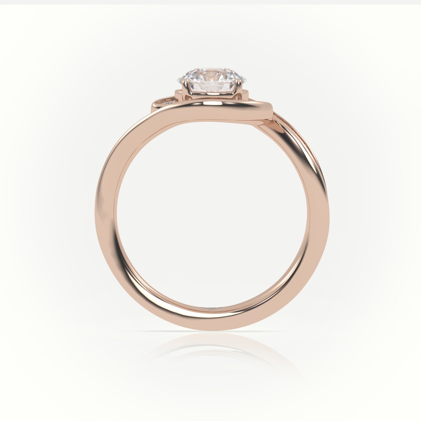 10K ROSE GOLD ROUND DIAMOND 4 PRONGS SWIRL DESIGN ENGAGEMENT RING
