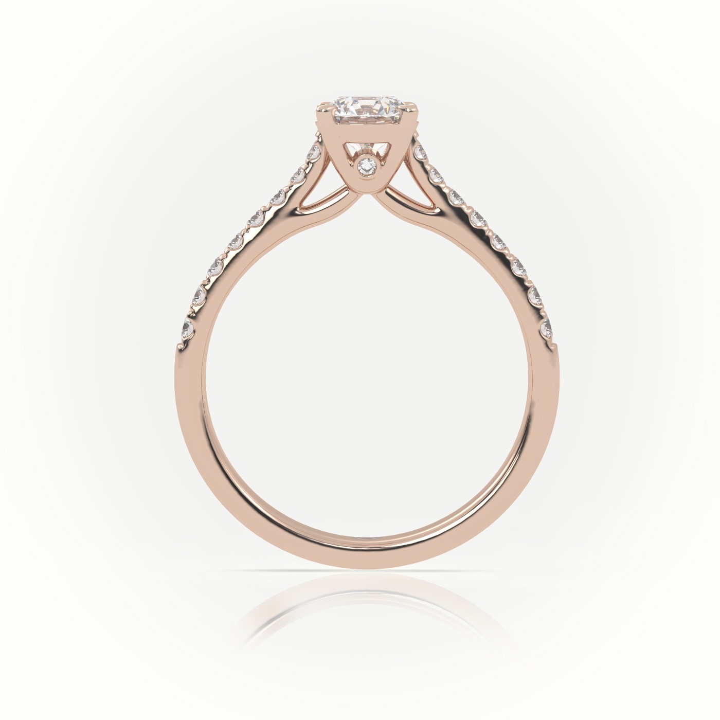 10K ROSE GOLD ROUND  CUT DIAMOND 4 PRONGS SCALLOP SETTING ENGAGEMENT RING