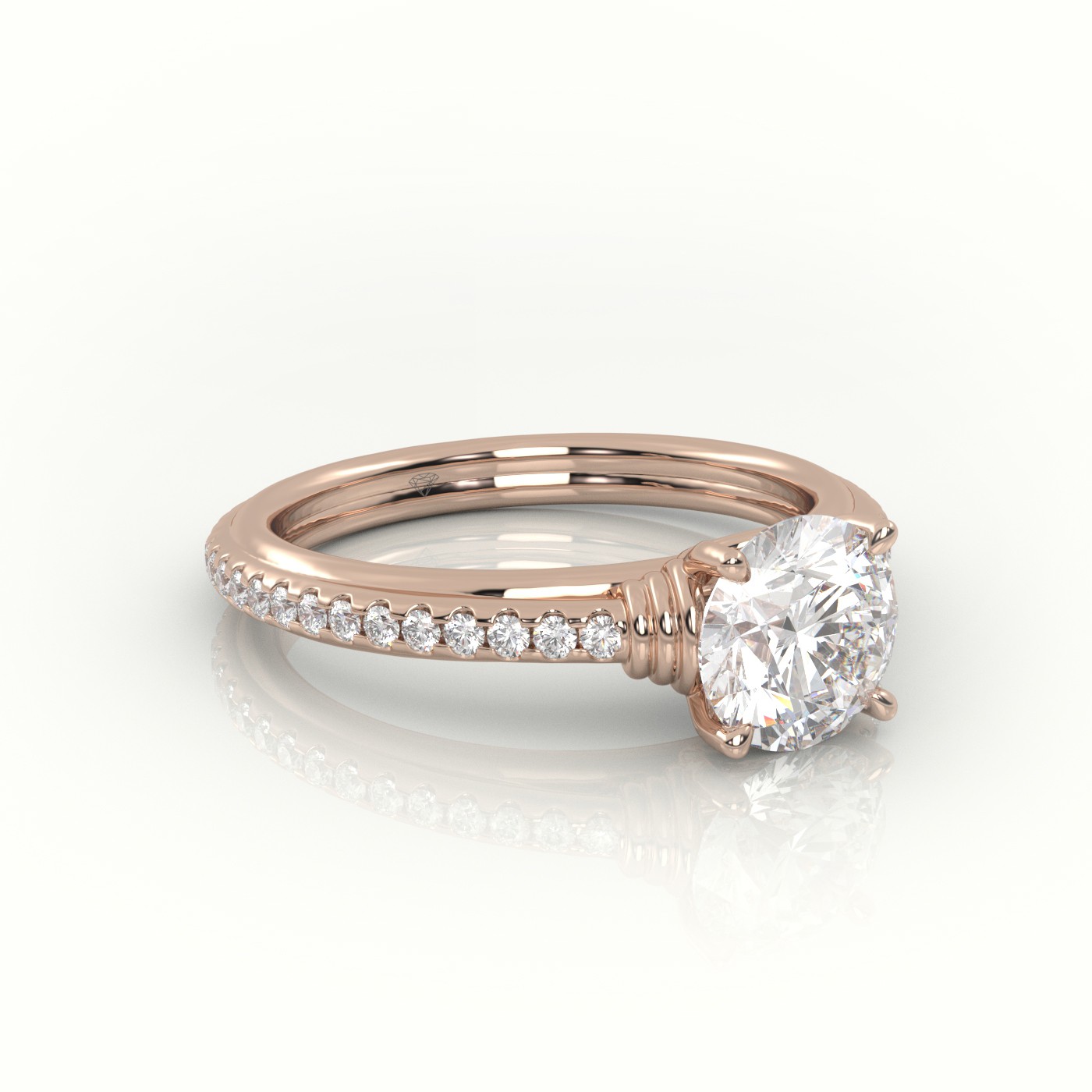 10K ROSE GOLD ROUND CUT DIAMOND  SCALLOP SETTING ENGAGEMENT RING