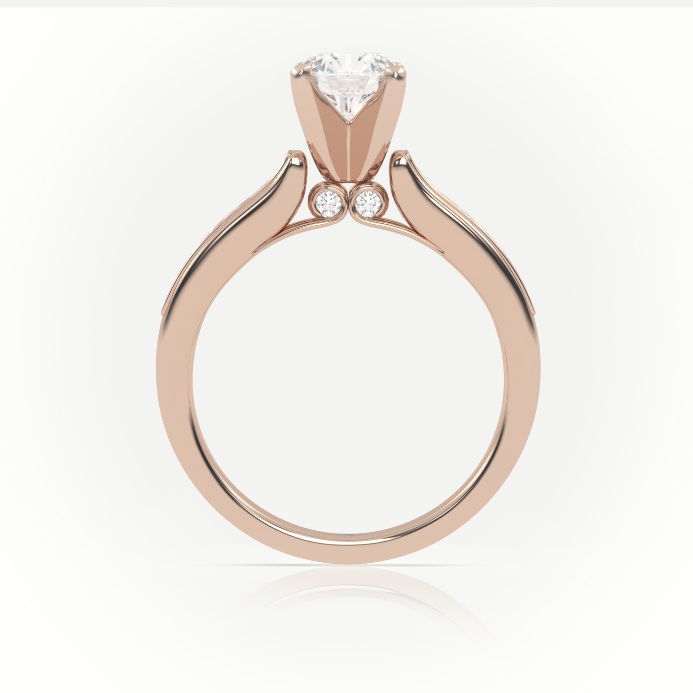 10K ROSE GOLD ROUND-CUT-DIAMOND 4 PRONGS CHANNEL SETTING ENGAGEMENT RING