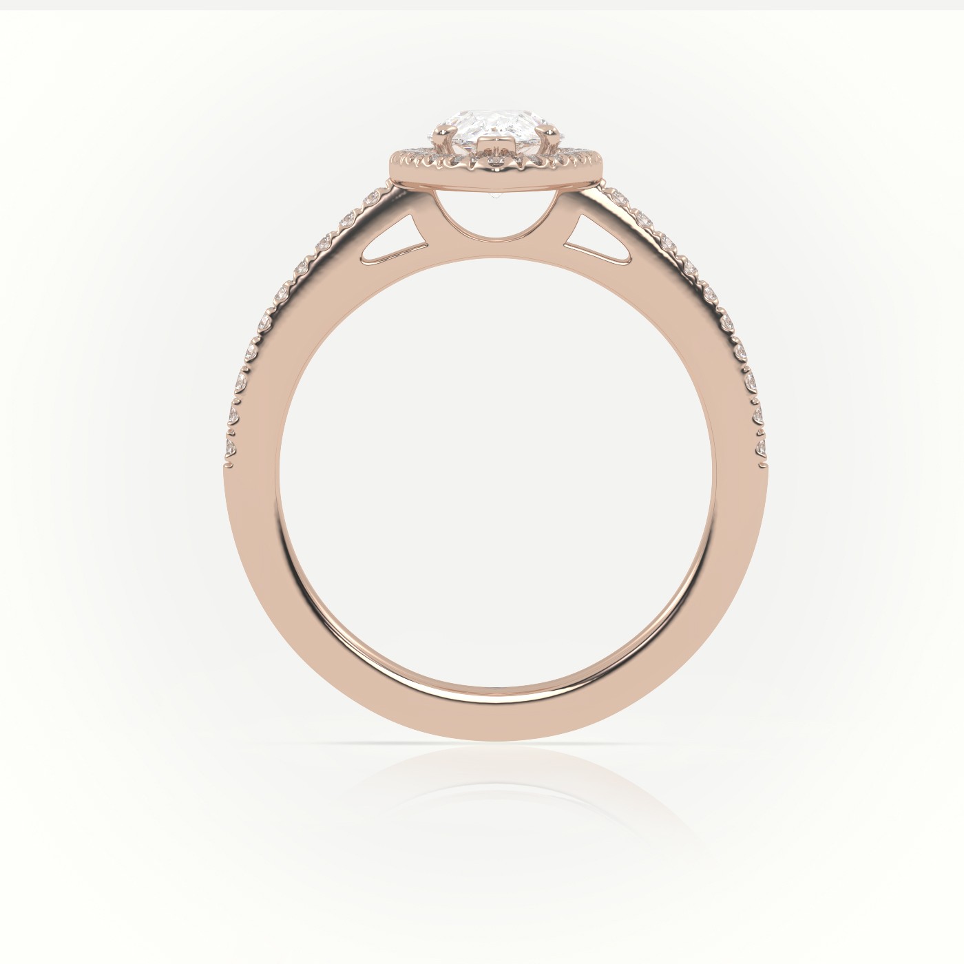 10K ROSE GOLD PEAR CUT DIAMOND HALO PAVE SETTING ENGAGEMENT RING