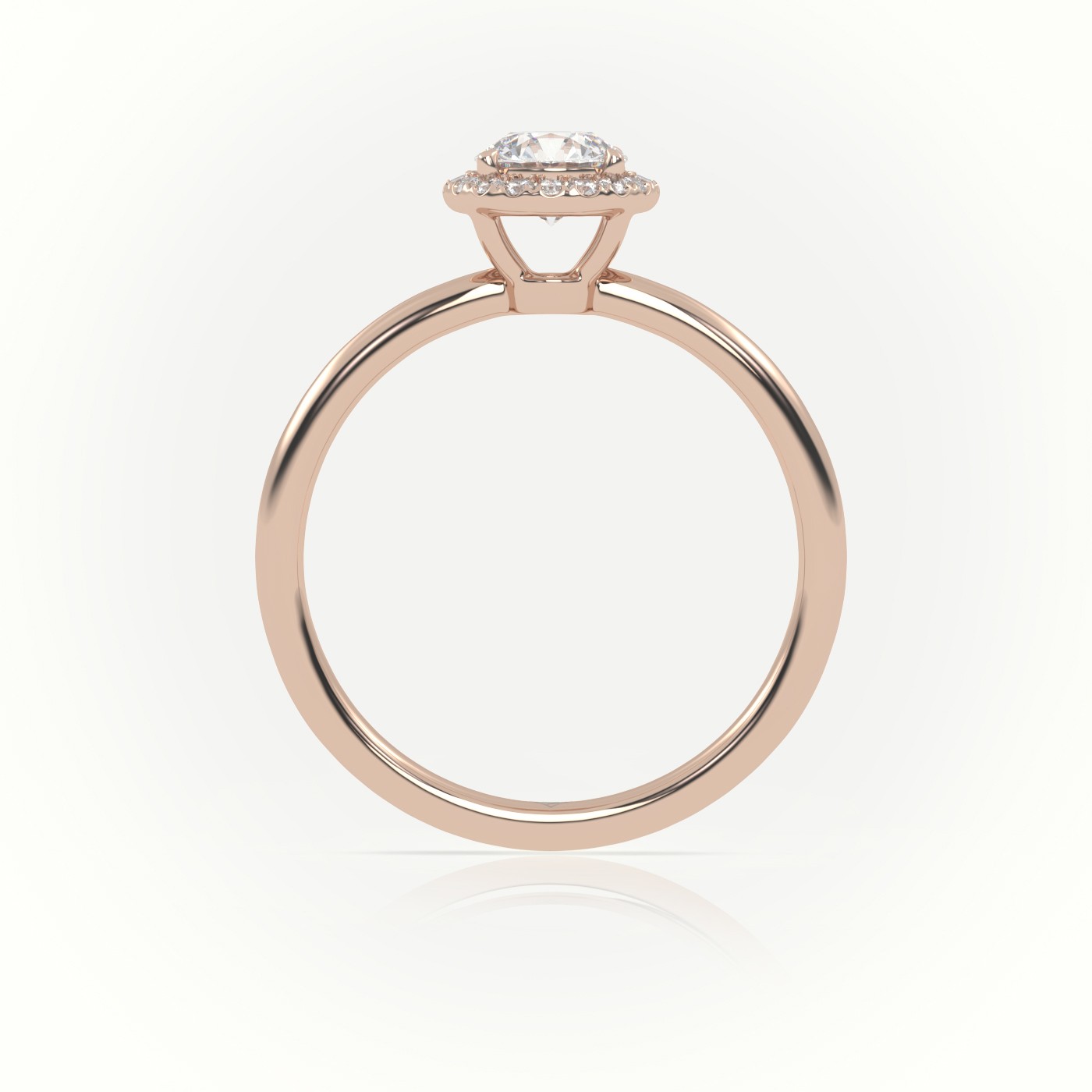 10K ROSE GOLD ROUND-CUT DIAMOND 4 PRONGS HALO SETTING ENGAGEMENT RING