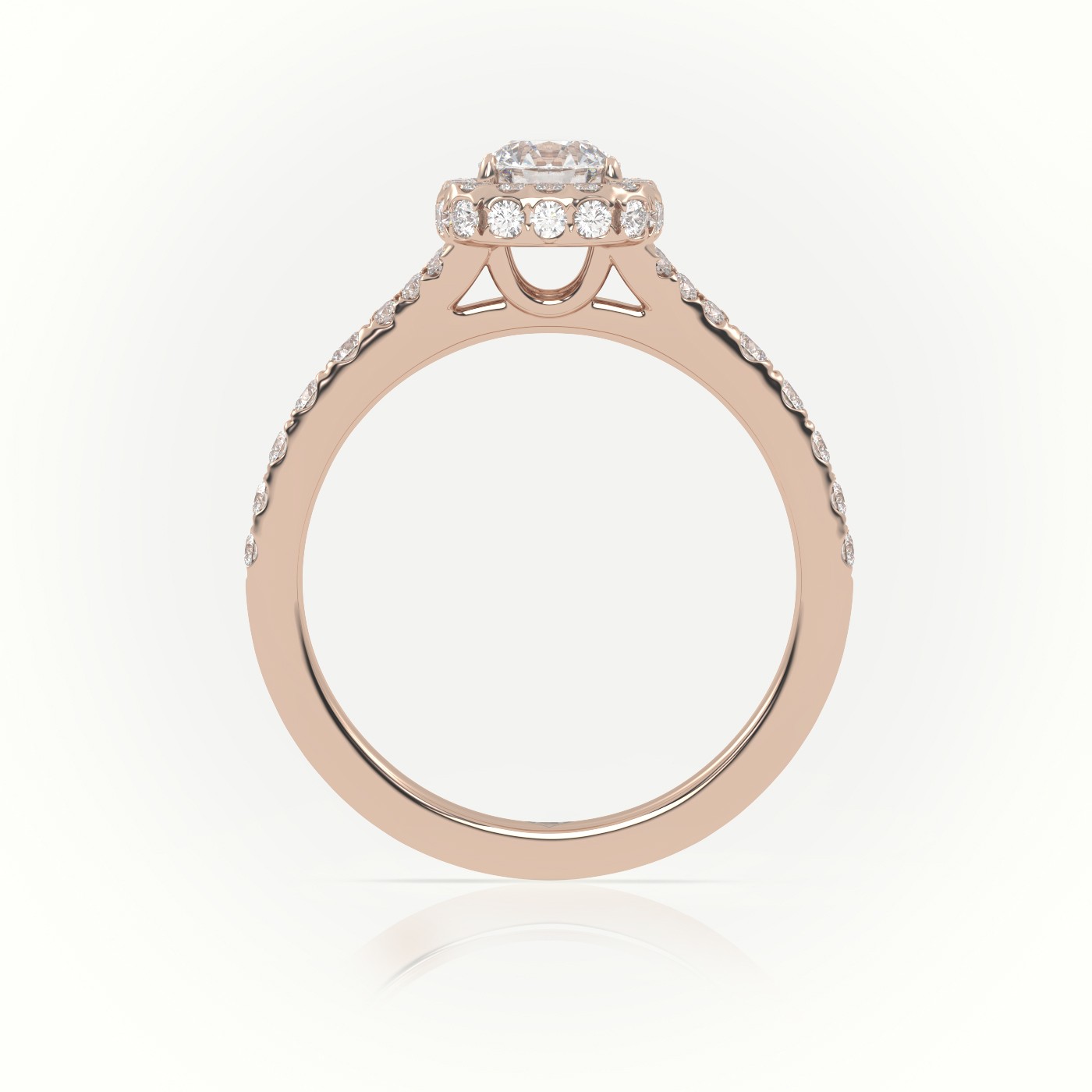 10K ROSE GOLD ROUND CUT DIAMOND SCALLOP SETTING VINTAGE ENGAGEMENT RING